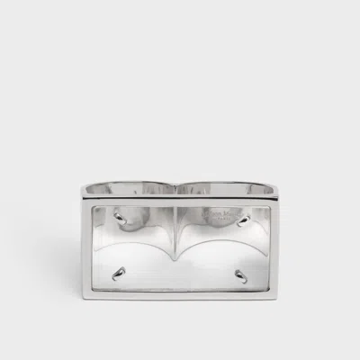 Maison Margiela Four Stitches Ring Unisex Polished Palladio In Metallic