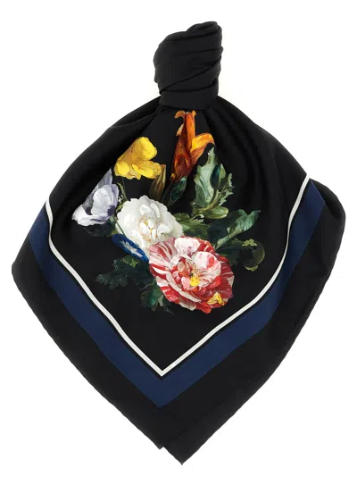 Maison Margiela Black Four Stitches Floral Scarf