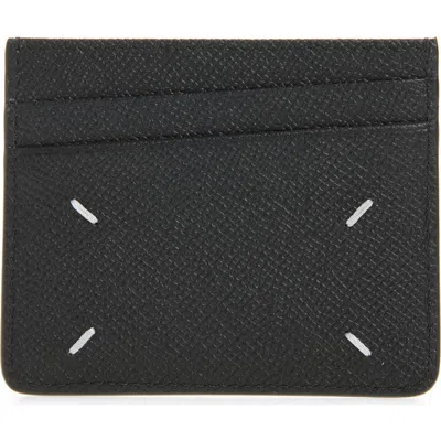Maison Margiela Four Stitches Slim Leather Card Holder In Black