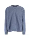 Maison Margiela Pile Knit Sweater Man Blue Jeans In Blue