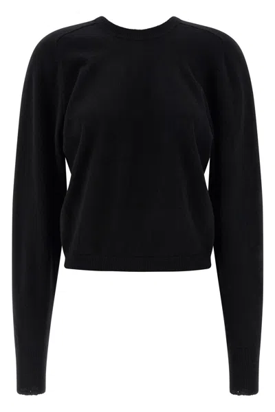 Maison Margiela Womens Black Round-neck Regular-fit Wool Jumper