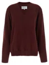 Maison Margiela Four Stitches Knitwear V Neck Sweater In Red