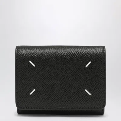 Maison Margiela Four Stitches Trifold Wallet Black In Purple