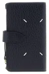 Maison Margiela Textured Leather Wallet Featuring Four Stitches In Black