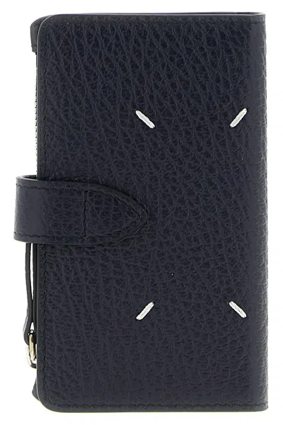 Maison Margiela Textured Leather Wallet Featuring Four Stitches In Black