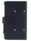Maison Margiela Textured Leather Wallet Featuring Four Stitches In Blue