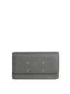 Maison Margiela Four Stitches Wallet With Chain In Pebble Grey Leather In Gray