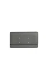 Maison Margiela Four Stitches Wallet With Chain In Pebble Grey Leather In Gray