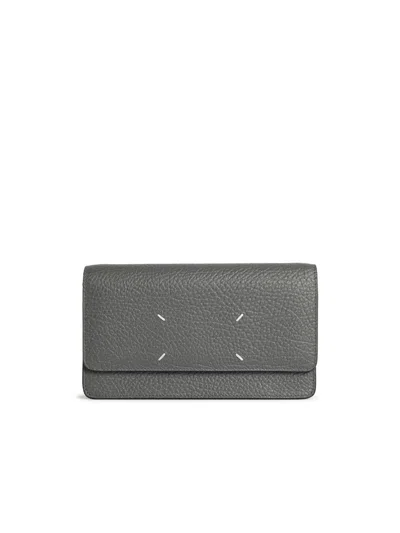 Maison Margiela 'four Stitches' Wallet With Chain In Gray