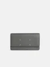 Maison Margiela 'four Stitches' Wallet With Chain In Pebble Grey Leather