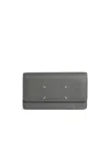 Maison Margiela Four Stitches Wallet With Chain In Pebble Grey Leather In Gray
