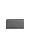 Maison Margiela Four Stitches Wallet With Chain In Pebble Grey Leather In Gray