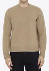Maison Margiela Four-stitches Wool Crewneck Sweater In Beige