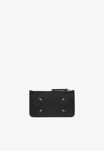 Maison Margiela Four-stitches Zip Cardholder In Black