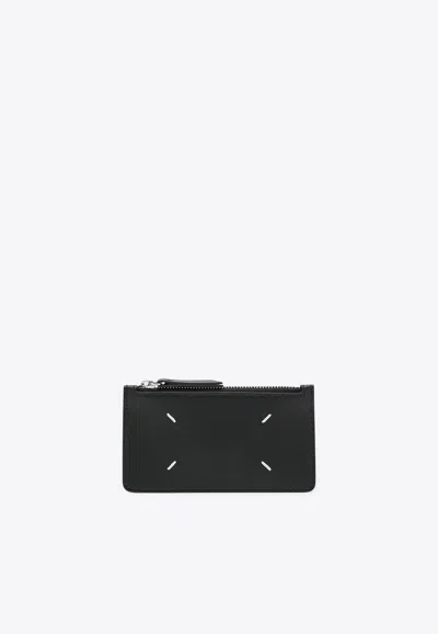 Maison Margiela Four Stitches Zip Cardholder In Black