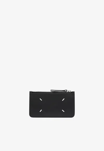 Maison Margiela Four Stitches Zip Cardholder In Black