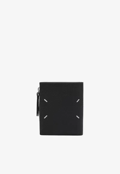 Maison Margiela Flip Flap Leather Wallet In Purple