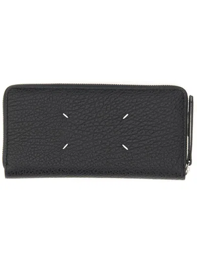 Maison Margiela Four Stitches Zip-around Wallet In Black
