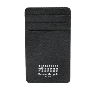 Maison Margiela Four Stitch-print Leather Cardholder In Black