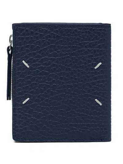 Maison Margiela Four-stitch Grained Leather Wallet In Red