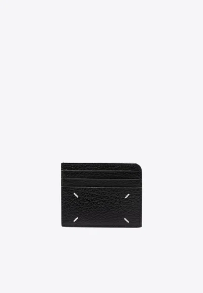 Maison Margiela Four-stitch Leather Cardholder In Black