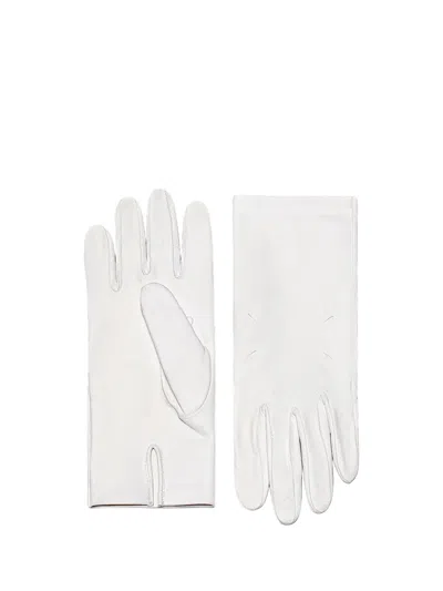 Maison Margiela Four-stitch Leather Gloves In Gray