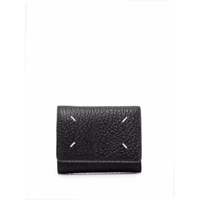 Maison Margiela Four-stitch Leather Wallet In Black