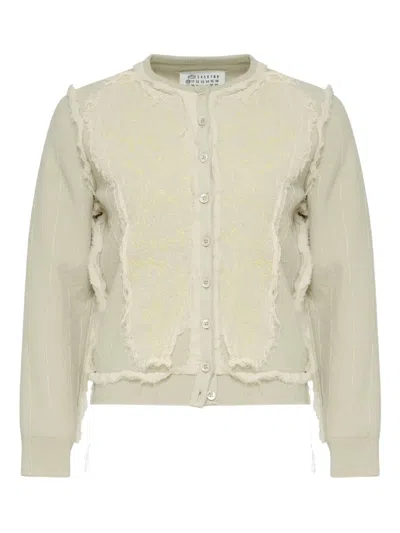 Maison Margiela Frayed Cardigan In Neutral