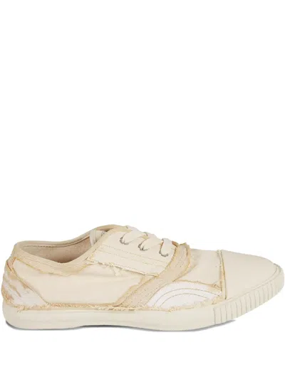Maison Margiela Frayed-detail Sneakers In Neutral