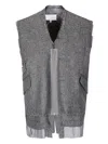Maison Margiela Frayed-edges Gilet In Gray