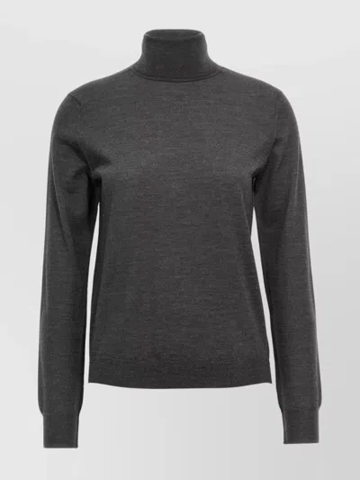 Maison Margiela Frayed Edges Wool Turtleneck Sweater In Gray