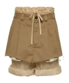 Maison Margiela Layered Mini Skirt Shorts Woman Camel In Brown