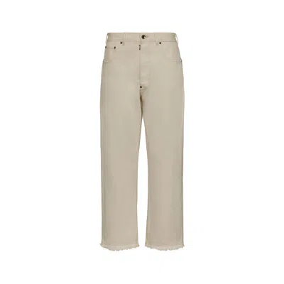 Maison Margiela Frayed Jeans Man Ecru In Neutral