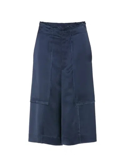Maison Margiela Frayed-edges Panel-details Shorts In Blue
