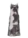 Maison Margiela Silk Tulle Midi Dress In Gray