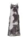Maison Margiela Lace Trim Abstract-print Midi Slip Dress In Multicolor