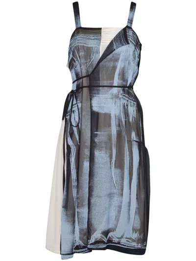 Maison Margiela Colorful Printed Sleeveless Dress In Multi