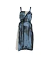 Maison Margiela Woman Midi Dress Slate Blue Size 6 Silk In Blue