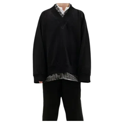 Pre-owned Maison Margiela French Terry Layer Destroyed Sweatshirt It 50 Lg Cotton Viscose In Black