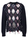 Maison Margiela Distressed-effect Pullover In Blue