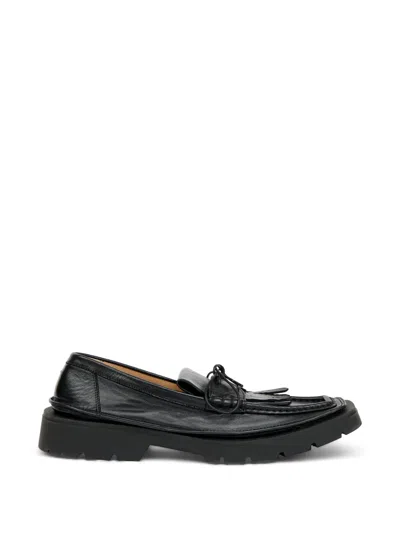 Maison Margiela Fringed Leather Loafers In Black