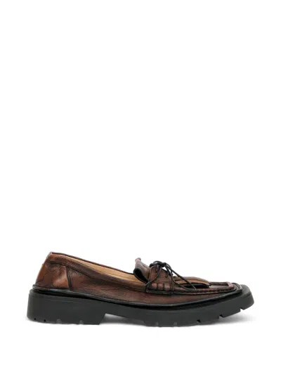 Maison Margiela Fringed Leather Loafers In Brown