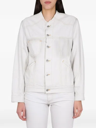 Maison Margiela Denim Jacket With Chest And Side Pockets In White