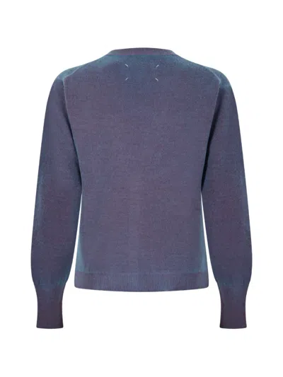 Maison Margiela Front-pocket V-neck Cardigan In Blue