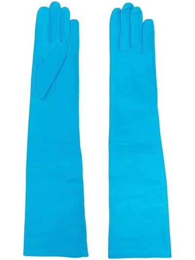 Maison Margiela Full-sleeve Leather Gloves In Azzurro