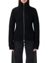 Maison Margiela Full-zip Wool Ribbed Cardigan Clothing In Black