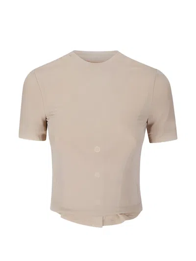 Maison Margiela Fusion Button-detail T-shirt In Neutral