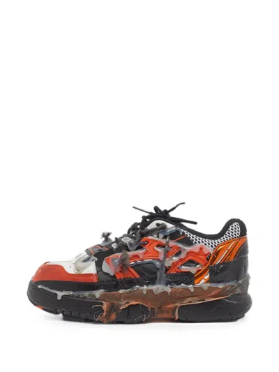 Pre-owned Maison Margiela Fusion Leather Sneakers In Orange