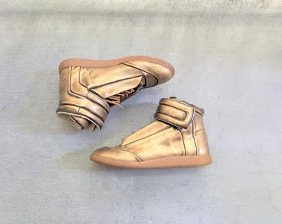 Pre-owned Maison Margiela Future Gold 10 43 High Tops Leather Gum Shoes In Gold Gum