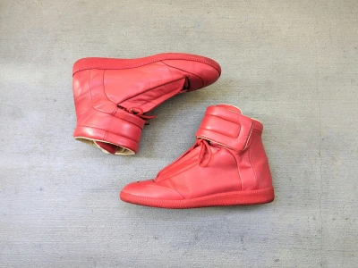 Pre-owned Maison Margiela Future High Tops Red Size 11 44 Leather Shoes